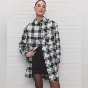 Joelle Collection Black and White Plaid Shirt Dress